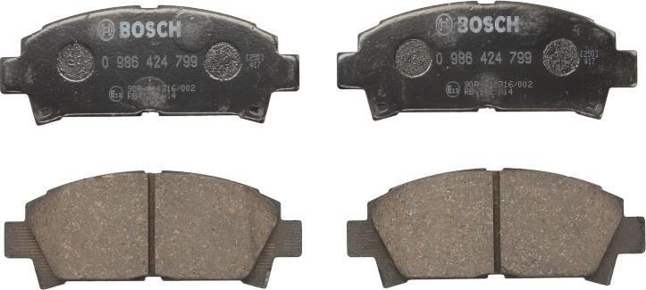 BOSCH 0 986 424 799 - Гальмівні колодки, дискові гальма autozip.com.ua