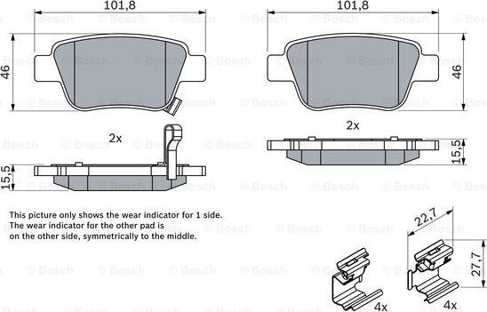 BOSCH 0 986 424 798 - Гальмівні колодки, дискові гальма autozip.com.ua