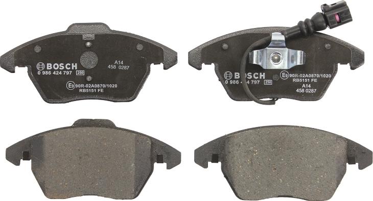 BOSCH 0 986 424 797 - Гальмівні колодки, дискові гальма autozip.com.ua