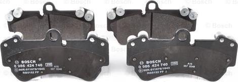 BOSCH 0 986 424 740 - Гальмівні колодки, дискові гальма autozip.com.ua