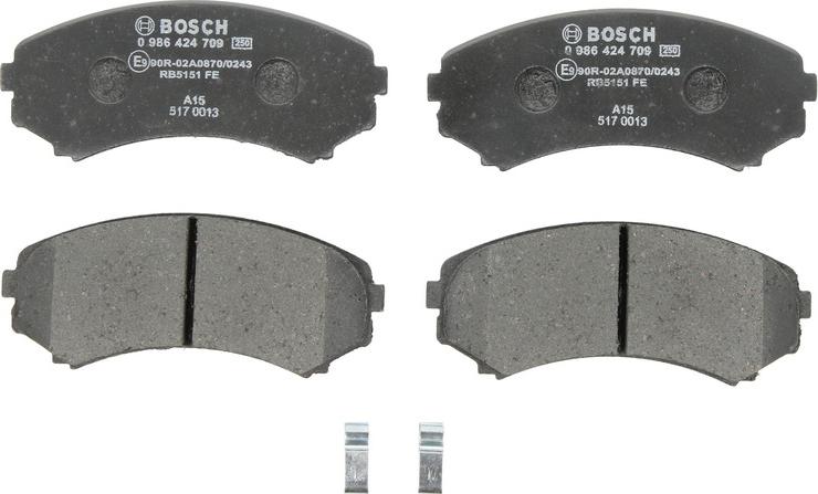 BOSCH 0 986 424 709 - Гальмівні колодки, дискові гальма autozip.com.ua