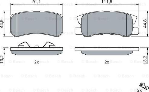 BOSCH 0 986 424 717 - Колодка торм. диск. MITSUBISHI GRANDIS. PAJERO II V2_W. V4_W задн. пр-во Bosch autozip.com.ua