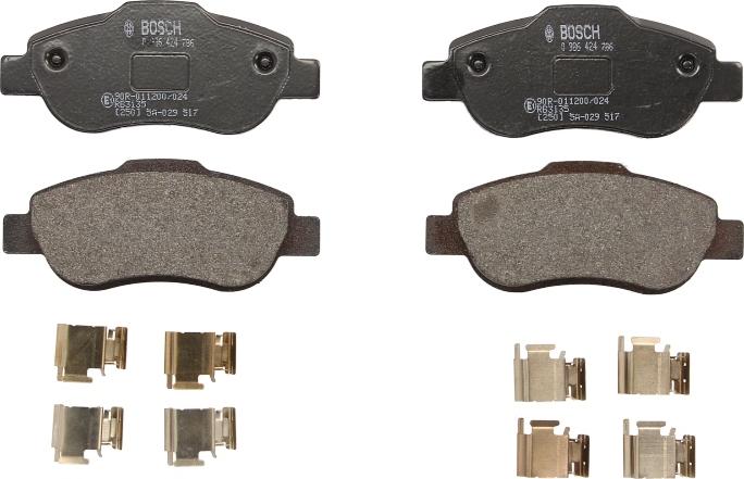 BOSCH 0 986 424 786 - Гальмівні колодки, дискові гальма autozip.com.ua