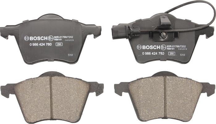 BOSCH 0 986 424 780 - Гальмівні колодки, дискові гальма autozip.com.ua