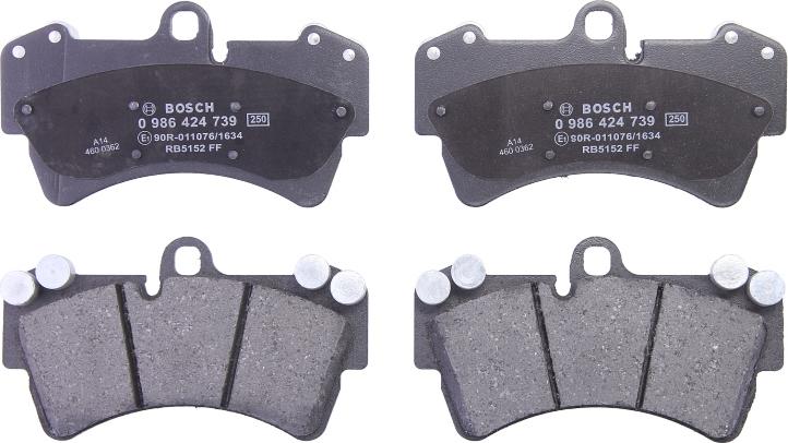 BOSCH 0 986 424 739 - Гальмівні колодки, дискові гальма autozip.com.ua