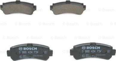 BOSCH 0 986 424 734 - Гальмівні колодки, дискові гальма autozip.com.ua