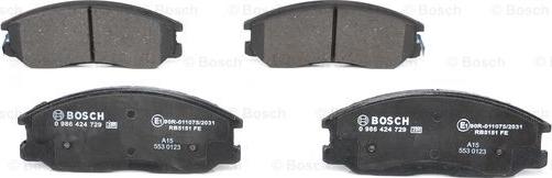 BOSCH 0 986 424 729 - Колодка торм. диск. HYUNDAI SANTA FE SM GRANDEUR 2.5.2.7.3.0 передн. пр-во Bosch autozip.com.ua