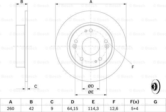 BOSCH 0 986 479 451 - Диск гальмівний HONDA CIVIC VII 1.3-2.2 06- задн. вир-во Bosch autozip.com.ua