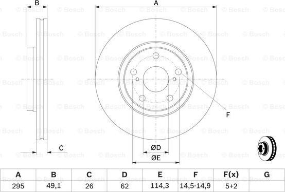 BOSCH 0 986 479 560 - Гальмівний диск autozip.com.ua