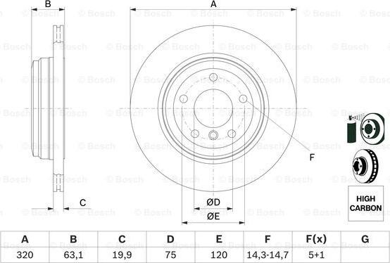 BOSCH 0 986 479 056 - Диск тормозной BMW 5 Series E60E61 07-03- задн. пр-во Bosch autozip.com.ua