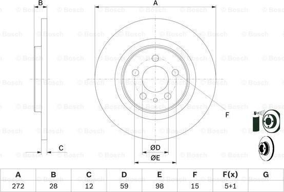 BOSCH 0 986 479 064 - Гальмівний диск autozip.com.ua