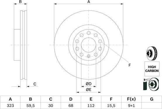 BOSCH 0 986 479 060 - Гальмівний диск autozip.com.ua