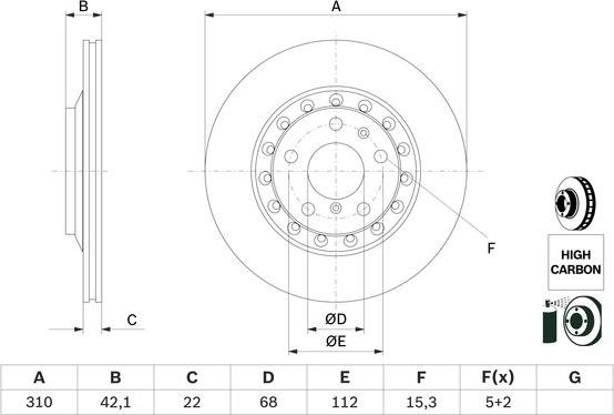 BOSCH 0 986 479 062 - Гальмівний диск autozip.com.ua