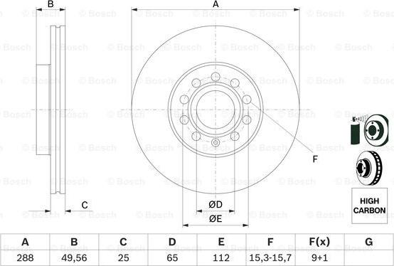 BOSCH 0 986 479 088 - Гальмівний диск autozip.com.ua