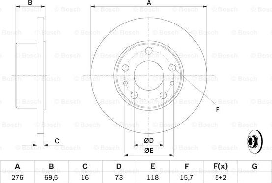 BOSCH 0 986 479 163 - Гальмівний диск autozip.com.ua