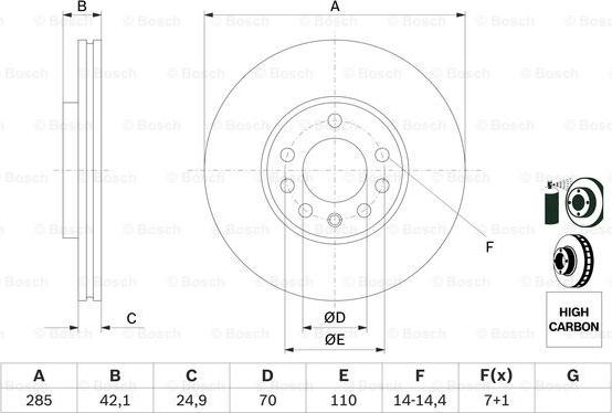 BOSCH 0 986 479 107 - Гальмівний диск autozip.com.ua