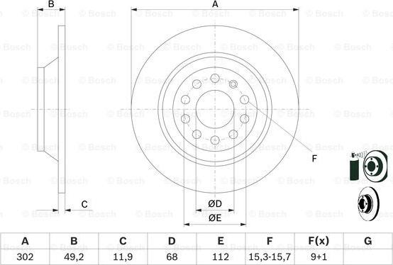 BOSCH 0 986 479 257 - Гальмівний диск autozip.com.ua