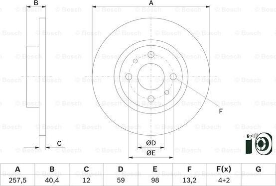 BOSCH 0 986 479 E65 - Гальмівний диск autozip.com.ua