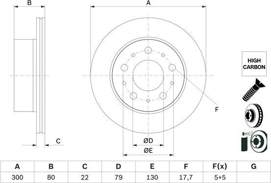 BOSCH 0 986 479 E02 - Гальмівний диск autozip.com.ua