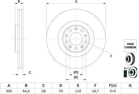 BOSCH 0 986 479 E88 - Гальмівний диск autozip.com.ua