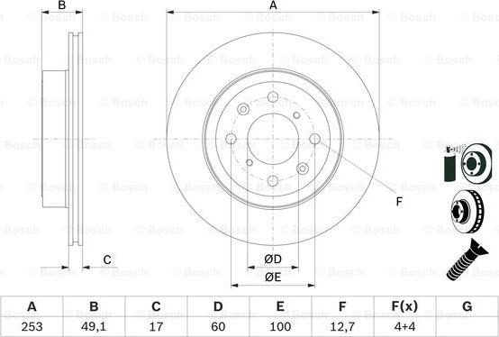 BOSCH 0 986 479 E75 - Гальмівний диск autozip.com.ua