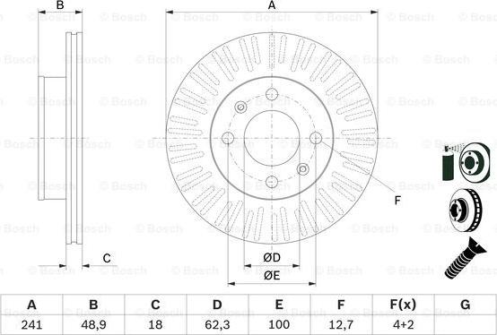 BOSCH 0 986 479 E73 - Гальмівний диск autozip.com.ua