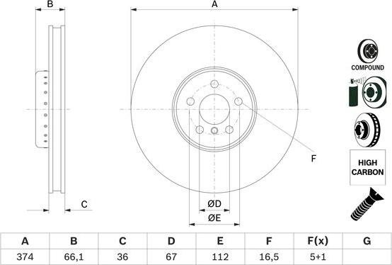 BOSCH 0 986 479 F60 - Гальмівний диск autozip.com.ua