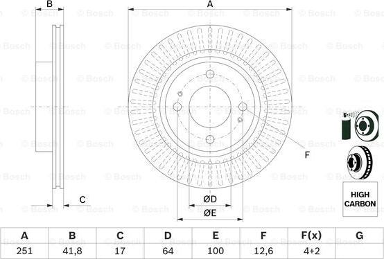 BOSCH 0 986 479 F14 - Гальмівний диск autozip.com.ua