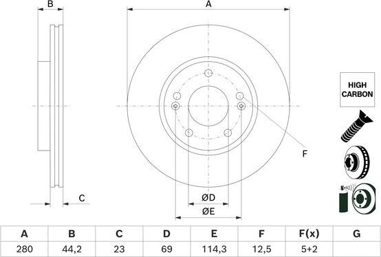 BOSCH 0 986 479 F36 - Гальмівний диск autozip.com.ua