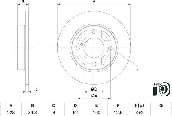 BOSCH 0 986 479 F38 - Гальмівний диск autozip.com.ua