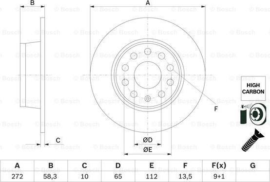 BOSCH 0 986 479 F23 - Гальмівний диск autozip.com.ua