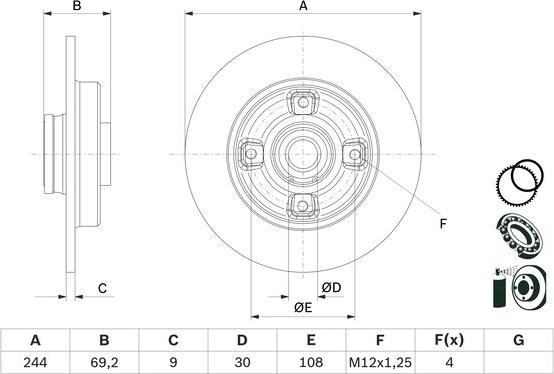 BOSCH 0 986 479 F74 - Гальмівний диск autozip.com.ua