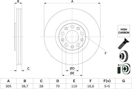 BOSCH 0 986 479 G89 - Гальмівний диск autozip.com.ua