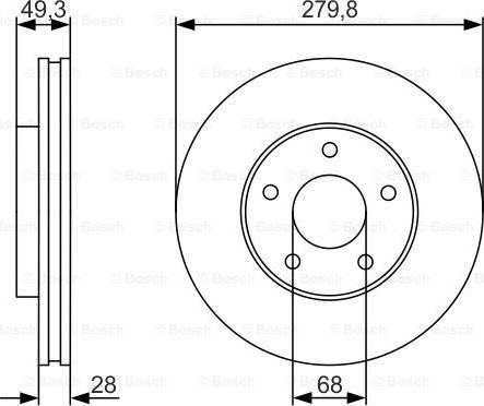 BOSCH 0 986 479 R90 - Гальмівний диск autozip.com.ua