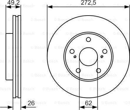 BOSCH 0 986 479 R45 - Гальмівний диск autozip.com.ua