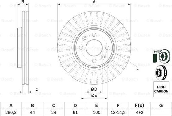 BOSCH 0 986 478 590 - Гальмівний диск autozip.com.ua