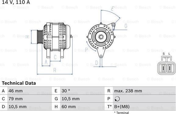 BOSCH 0 986 049 500 - Генератор autozip.com.ua