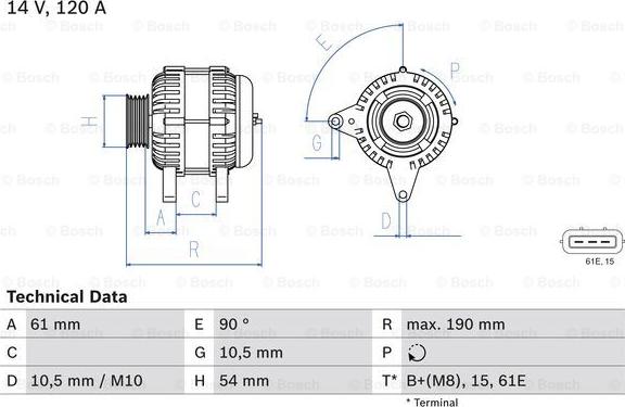 BOSCH 0 986 044 841 - Генератор autozip.com.ua