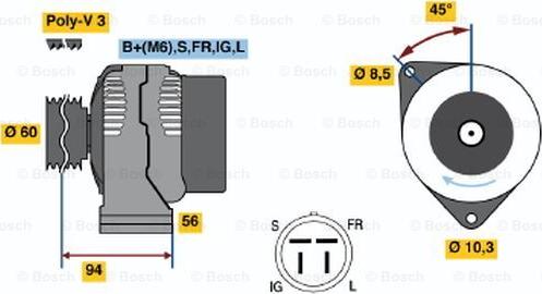 BOSCH 0 986 044 791 - Генератор autozip.com.ua