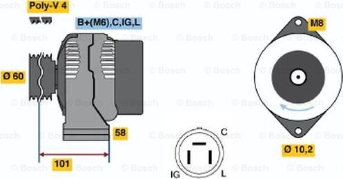 BOSCH 0 986 045 911 - Генератор autozip.com.ua