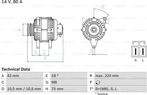 BOSCH 0 986 045 601 - Генератор autozip.com.ua