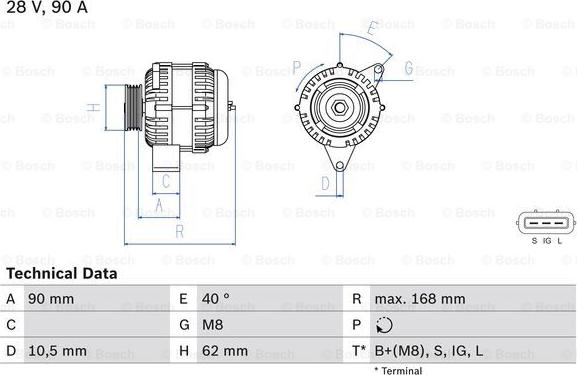 BOSCH 0 986 045 170 - Генератор autozip.com.ua