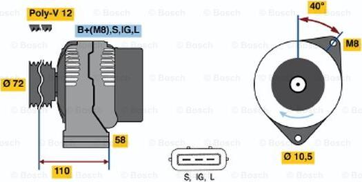 BOSCH 0 986 046 040 - Генератор autozip.com.ua