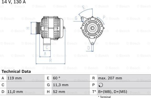 BOSCH 0 986 046 020 - Генератор autozip.com.ua