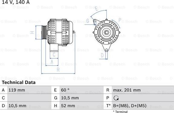 BOSCH 0 986 046 190 - Генератор autozip.com.ua