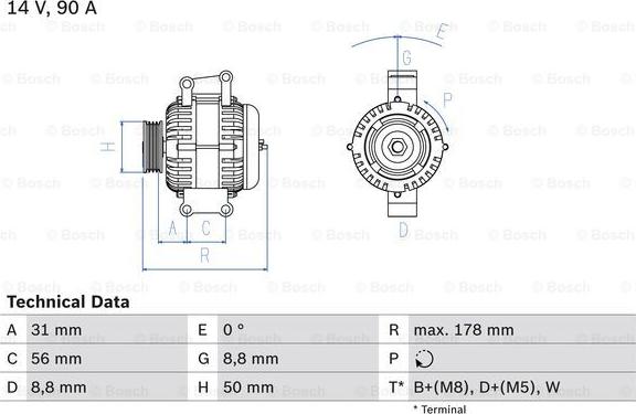 BOSCH 0 986 041 530 - Генератор autozip.com.ua