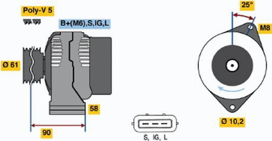 BOSCH 0 986 043 031 - Генератор autozip.com.ua