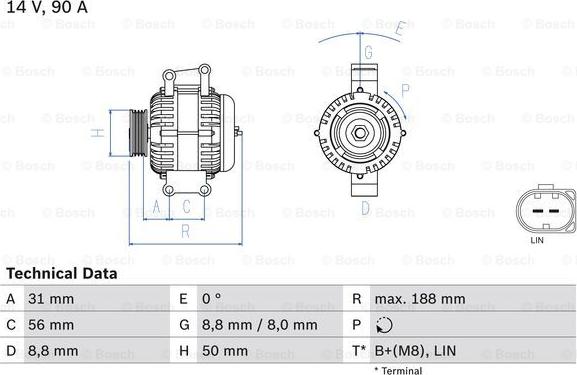 BOSCH 0 986 047 840 - Генератор autozip.com.ua