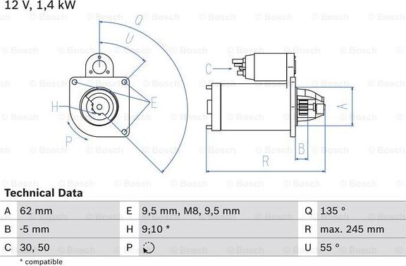 BOSCH 0 986 014 590 - Стартер autozip.com.ua