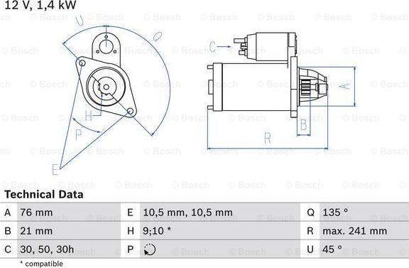 BOSCH 0 986 014 840 - Стартер autozip.com.ua